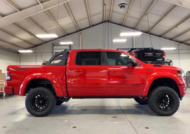 image of a custom red truck