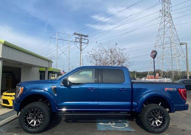 image of a blue custom truck